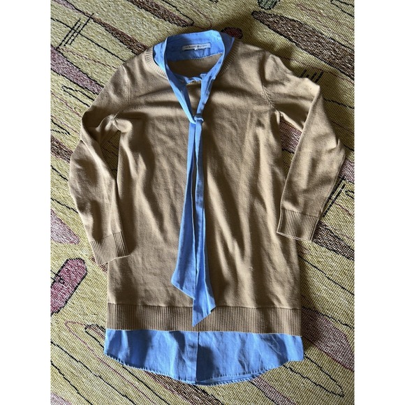 english factory sweater/shirt combo Small Beige/Blue - Picture 1 of 3
